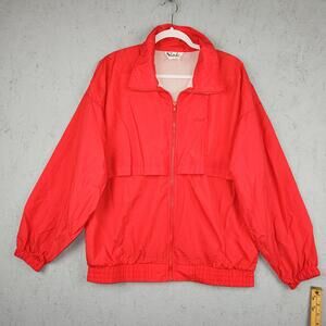 Vintage Slade Jacket Mens Large Red Nylon Track Windbreaker Vented Lined Zip 90s